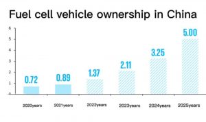 中國燃料電池汽車保有量